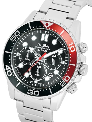 ALBA Stainless Steel Men Analog Wristwatch At3J37X1, Black Dial, Silver Band - Image 2
