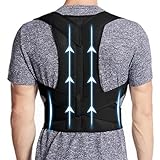 QFE Posture Corrector for Women and Men Back Brace With Adjustable Straps Shoulder Comfy Upper Support Correction Belt faja para la espalda de mujer Back Straps Neck (Black, Large)