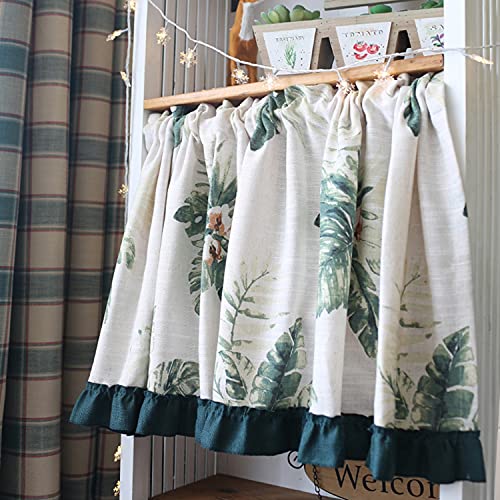 QHENS Kurzstores Gardinen Vorhänge Vorhang Landhausstil Vintage Mit Blumenmuster, Scheibengardine Wohnzimmer Gardinenschals Bistrogardine 130X60cm (BXH) 1Er Set Cover