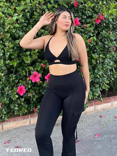 YEOREO Workout Flare Leggings with Pockets for Women Byenda Scrunch Butt Lifting Leggings Women No Front Seam Yoga Pants2