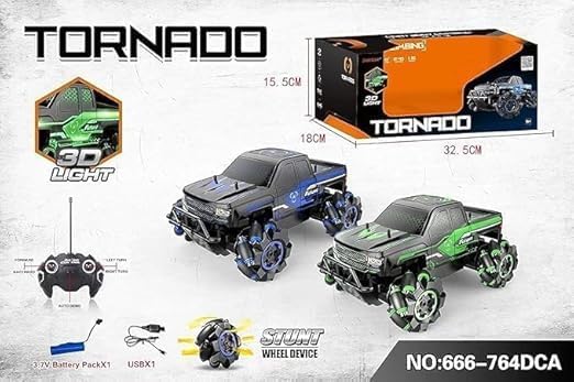 Image of RC Tornado 3D Hummeer Racing Car 360 Degree Off Road Monster Truck Rock Vehicles Stunt Movement Tornado with 2.4ghz Remote Control Light for Kids, Multicolor