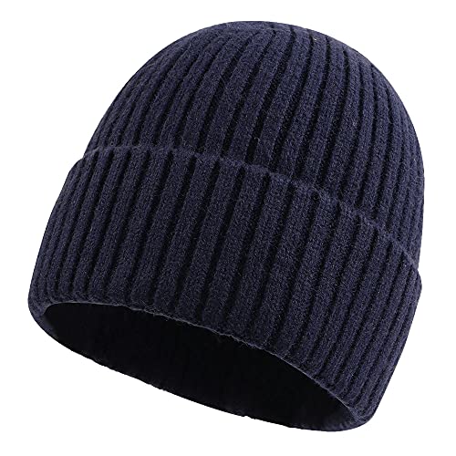 Pesaat Tricoté Chapeau Hiver pour Homme Femme Adulte Quotidien Bonnet de Chaud Classique Chapeaux Cyclisme Conduire Marcher (Marine) Cover