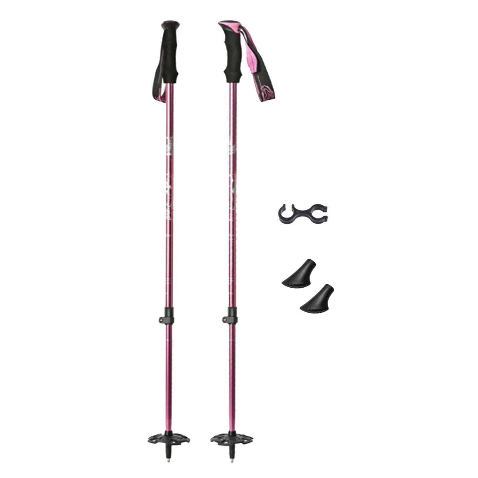 Oshhni Ski Poles, Ski Poles, Adjustable Boot Tips for Outdoor Slopes, Winter Sports, Snowboarding, Pink