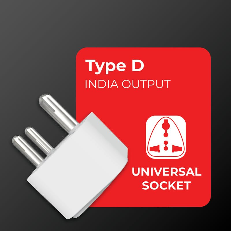 Image of Elleys ENZO (2 pcs) 3 pin Socket US Converter for India (USA, UK, China) Australia to India Plug Converter - Type D Plug Adapter 6A - 240V 2pin 3pin Socket Universal Travel Adapter for Home, Office