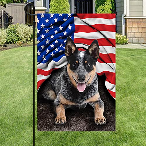 American Flag - Australian Cattle Dog Blue Heeler Patriot Animal Dog Flag For Outdoor House Home Decorative Yard - Garden Flag-12x18x2.5 inch HAQPT429-22