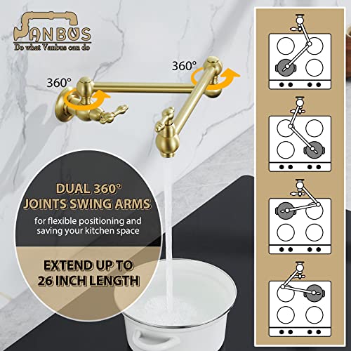 Vanbus 03B-BG Brass Pot Filler,Pot Filler Faucet Brushed Gold, Wall Mount Pot Filler Kitchen Faucet thumb #4