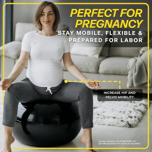 Image of Exercise Ball Pilates Yoga Ball Anti-Burst and Slip Resistant - for Fitness, Pregnancy, Stability, Balance, Core Workout - Red Training Ball w /Pump for Home Office Gym