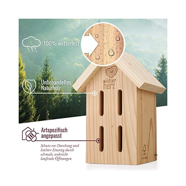 wildtier herz I Schmetterlingshaus - unbehandelt & robust, Insektenhotel Schmetterling aus wetterfestem Massiv-Holz… – Bild 3