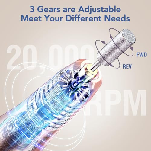 Image of Mfish Professional Nail Drill Kit, Electric Nail File for Acrylic /Gel Nails,12 Bits, Adjustable Speeds, Portable Cordless Electric Nail Tools for Home & Salon Use