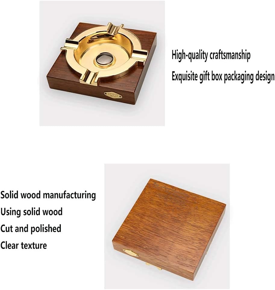 Cigar Ashtray, Large-Caliber Solid Wood Ashtray, Special Ashtray for Home and Office