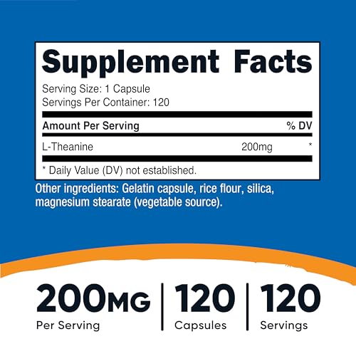 Nutricost L-テアニン 200mg 120カプセル の商品画像 1