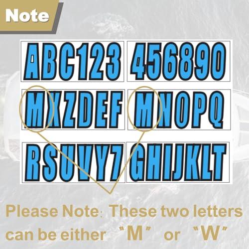 Image of 24 Sheets 3 Inch Blue Boat Identification Stickers | Fit Boat Engine Decor Blue Self Adhesive Vinyl Letters and Numbers Stickers