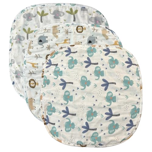 Image of Trance Home Linen Pure Cotton 3-Layered Multipurpose Baby Burp Cloth | Baby Receiving Cloth | Skin-Friendly Reusable | Cotton Baby Burping Towel (Pack of 3, 40x40 cm, Baby Pug)
