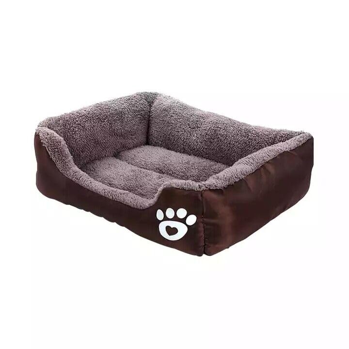 click2style Super Soft Dog Beds Washable Warm Plush Puppy Bed for Cats and Dogs Rectangle 5 Colours Pet Sofa Bed Anti-Slip Bottom Available Sizes S, M, L, 2XL, 3XL (Brown, Large: 68 * 55 * 15)