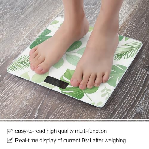 Báscula digital para cuerpo con diseño hojas verdes y cristal templado miniatura 5