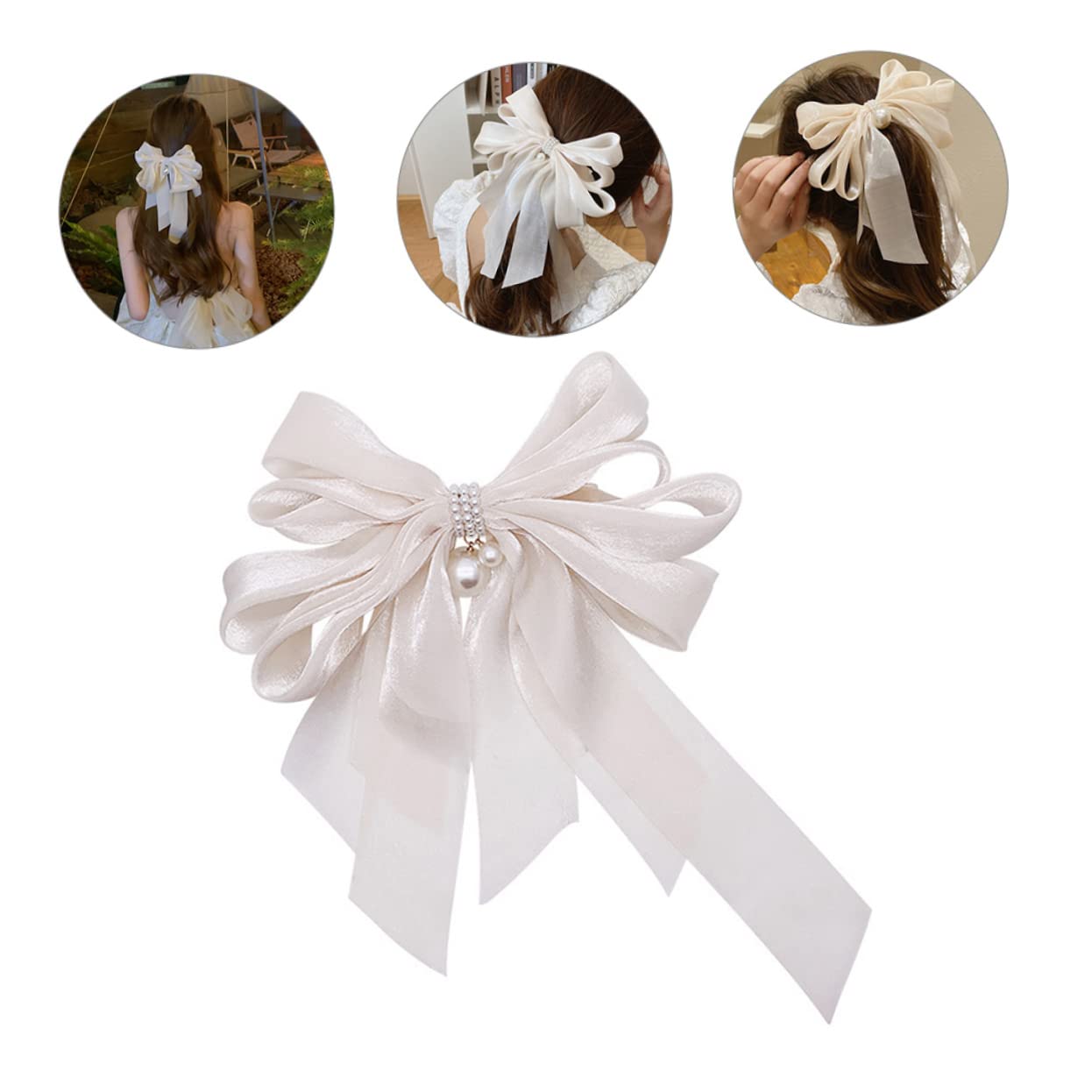 minkissy 10piezas Clips De Pelo De Perlas Para Mujeres y Niñas Lazos De Moda Accesorios De Hair Bow Para Ocasiones