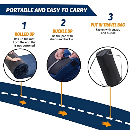 Image of CYMULA Memory Foam Camping Mattress Pad, Sleeping Mat, Portable Roll Up Mattress for Adults, Camping Bed Pads for Sleepover, Car Bed with Travel Bag