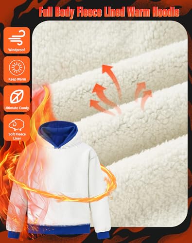 Lovekider 7-16 Years Boys Fleece Hoodies Winter Warmth Hooded Sweatshirt with Kangaroo Pocket2