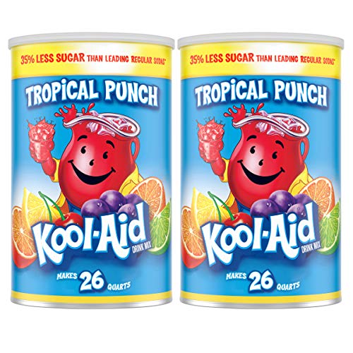 Kool-Aid Caffeine Free Jumbo Tropical Punch Sweetened Powdered Drink Mix 2 Count 63 oz Canisters