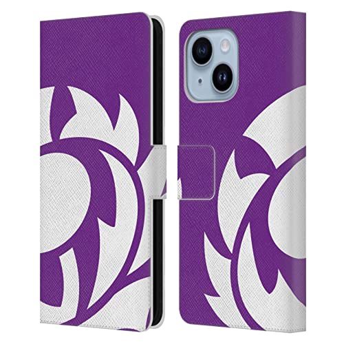 Étui portefeuille en cuir Écosse Rugby luxueux compatible iPhone 14 Plus