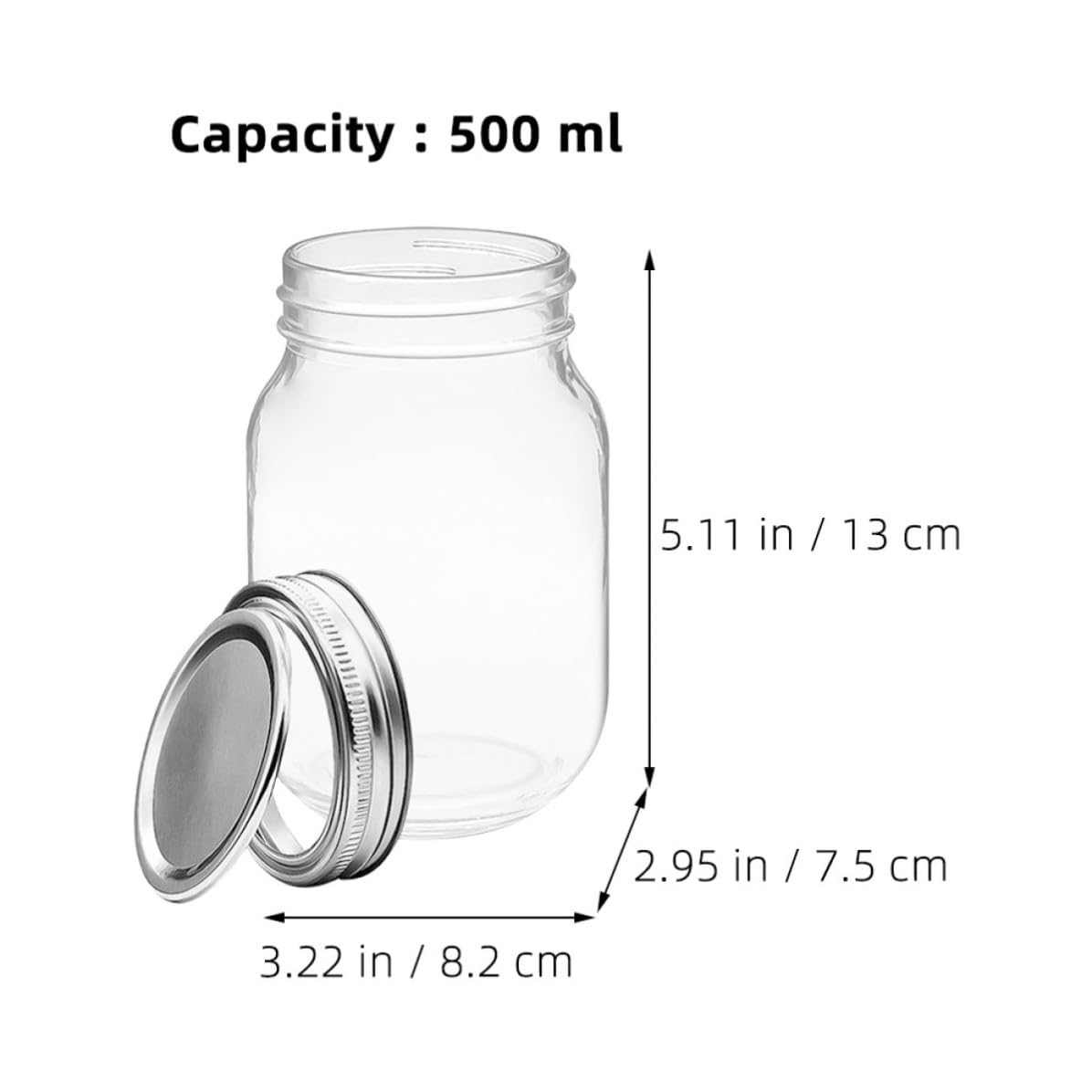 Ciieeo 6 Stück Große Einmachgläser aus Glas mit Deckel 500ml Luftdichte Frischhaltedosen für Lebensmittelaufbewahrung zu Hause und Restaurant