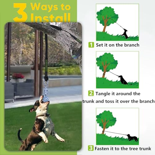 TUAHOO Bungee-Ziehspielzeug für Hunde, Outdoor Hundespielzeug zum Aufhängen mit 2 Kauseilen, Interaktives Tau Spielzeug Hunde Seil für Training Ziehen