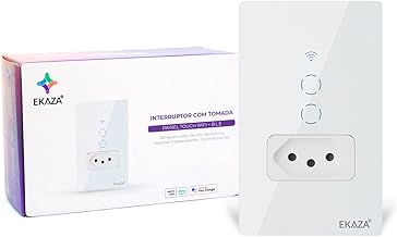 EKAZA Interruptor de Parede Inteligente Com tomada 10A, 4x2,2 botões, Branco, compatível com Google Assistente e Alexa - T218-2W