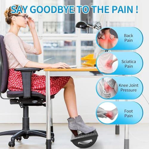 Image of Amirate 180 Degree Rotation Foot Rest for Office Chair with Acupressure Points and Roller | Ergonomic Footrest for Office Desk | Foot Rest Under Table | Foot Stool for Home, Office Table, and Sofa (Unbreakable, Non-Slip Legs) (180 Degree Rocking)