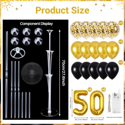 Image of 6 Set 50th Birthday Party Balloon Table Centerpieces with LED Light up