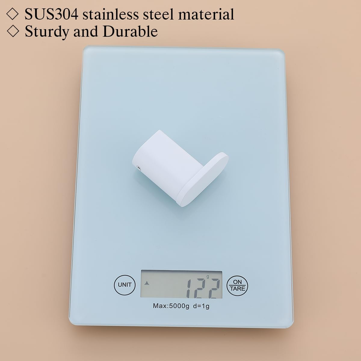 RANDOM Ganchos para toallas de baño, ganchos blancos para colgar en la pared, ganchos de ducha de acero inoxidable, soporte de toalla de mano de acero inoxidable, 2 paquetes.96026-8MW