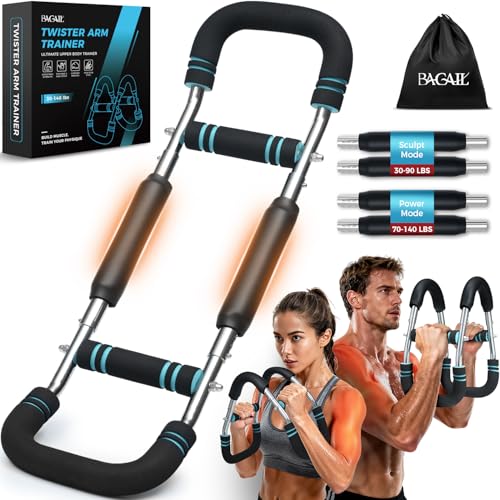 BAGAIL Twister Arm Trainer, 9-Level Resistance (30-140 lbs) for Chest & Arm Workout, Home Gym Strength Training Equipment with Ergonomic Grips & Carry Bag for Men and Women