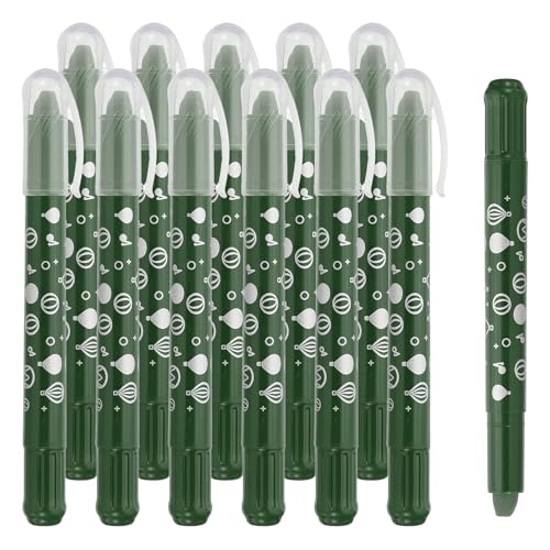 PATIKIL ウォーターカラージェルクレヨン 12個入り 洗えるツイス トクレヨン 塗り絵 描画 絵画用 ダーク緑