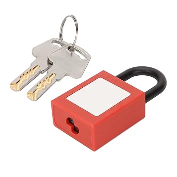 Loto Lock, Tagout Lock Nylon Shackle Rustproof 25mm Engineering Plastic Body High Security UV Proof with Brass Keys for Industrial Equipment