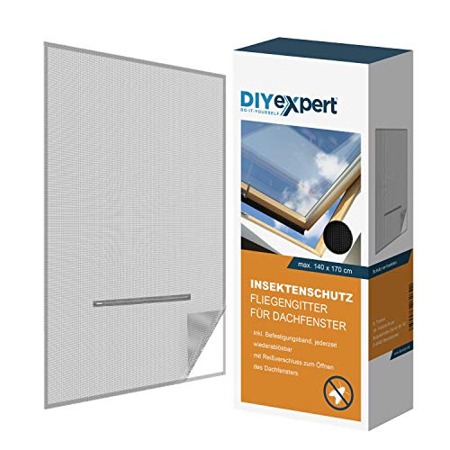 DIYexpert Fliegengitter für Dachfenster 140 x 170 cm Insektenschutz mit...