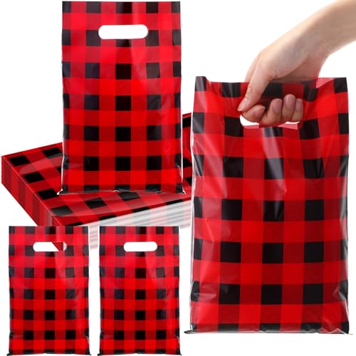 Honoson 100 Pcs Christmas Plastic Gift Bags Bulk Christmas Merchandise ...