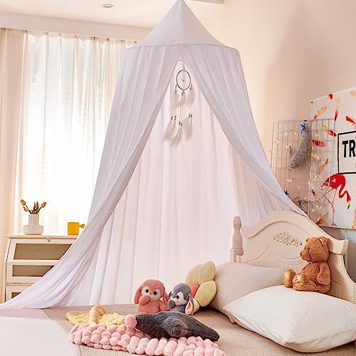 dix-rainbow Princess Decor Canopy for Kids Bed, Soft and Durable Bed Canopy for Girls Room Tent Canopy Dreamy Mosquito Net Bedding, Children Reading Nook Canopies Indoor(White)