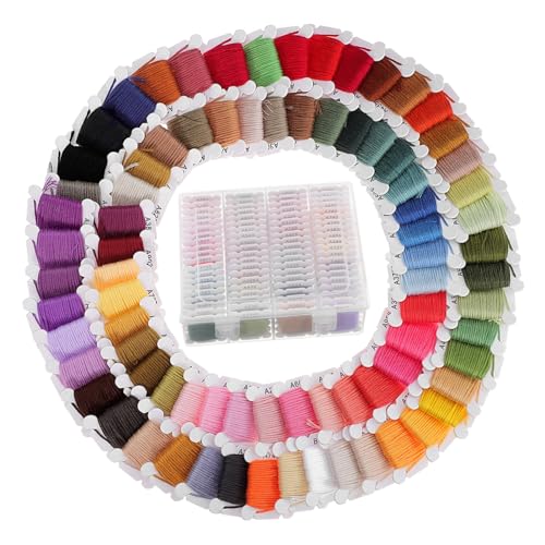 COHEALI White Embroidery Thread 80 Colors Embroidery Yarn Cotton Sewing Thread Kit for Machine Hand Sewing