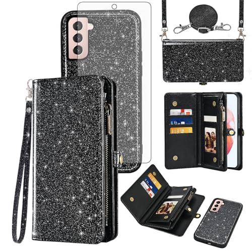 Coque Samsung S21 5G idéale pour voyager avec son portefeuille zippé noir