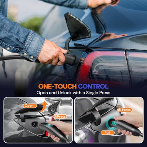 Level 1/2 Tesla Charger(WIFI APP/Plug-play), 16A, 25ft Cable ETL Certified, 240V NEMA 6-20P Plug & 120V 5-15P Adapter, NACS Connector, Portable Electric Car EV Charger for Tesla Models Y/X/3/S