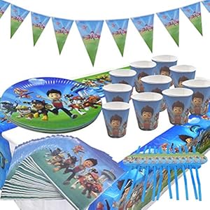 Verjaardagsfeestset, 52-delige partyset, Paw Patrol, borden, bekers, servetten, decoratieset voor verjaardag, Happy…
