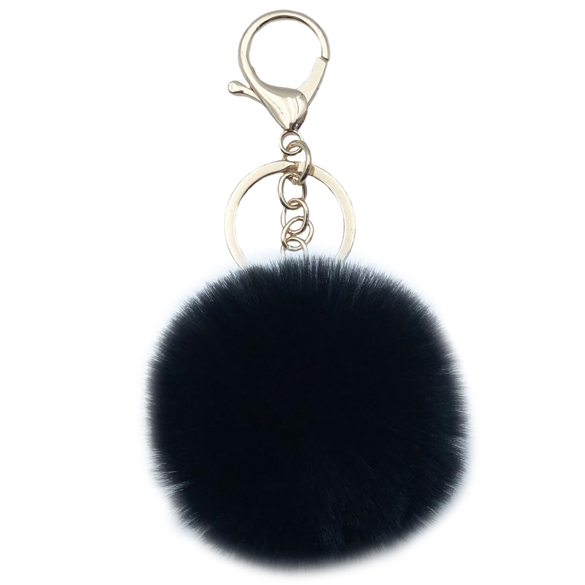 Faux Rabbit Fur Ball Pom Pom Keychain for Car Key Ring Phone Handbag Charm Tote Pendant