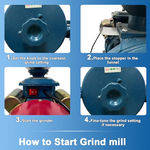 Electric Grain Grinder Mill 3000W, 110V Dry Cereals Grinder with Funnel, Commercial Electric Feed Mill Dry Grinder, Rice Corn Grain Coffee Wheat Feed Mill Flour Mill