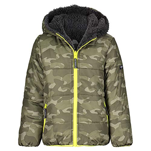 OshKosh B'gosh Boys' Heavyweight Colorblock Puffer Coat, Reversible Camo/Grey, 4