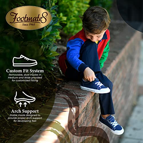 FOOTMATES Jordan Strap Canvas Flats Boys and Girls Shoes - Tennis Sneakers w/Wide Toe Box, Custom-Fit Insoles, Vulcanized Outsoles - for Infants, Toddlers, Little Kids, Ages 0-82