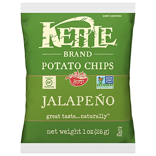 Kettle Brand Potato Chips, Jalapeno, Single-Serve 1 Ounce Bags (Pack of 72)