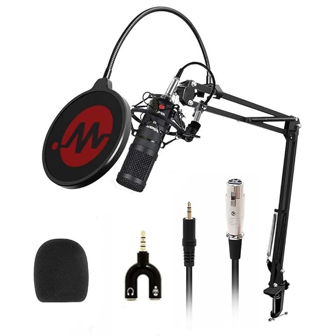 Wright WR BM 800 Condenser Microphone with Mic Stand and POP Filter for