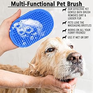   2-Pcs-Dog-Grooming-Brush-Pet-Shampoo-Brush-Dog-Bath-Grooming-Shedding-Brush-Soothing-Massage-Rubber-Comb-with-Adjustable-Strap-for-Short-Long-Haired-Dogs-and-Cats