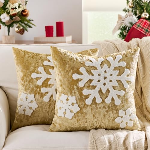 KINDREX Christmas Snowflake Throw Pillow Covers...