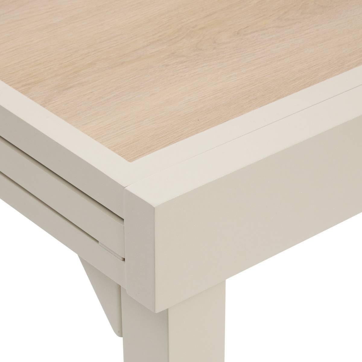 Hespéride - Table de Jardin Extensible Piazza Argile - 8 Places - Aluminium Traité Epoxy Antirouille - Plateau Verre Trempé Effet Bois - Meuble d'Extérieur à Rallonge Coulissante