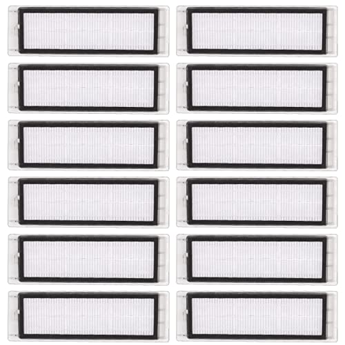 (12 Pack) HEPA Filter Compatible With Roborock S6 Pure S6 E4 S4 Max S6 MaxV S5 S5 Max S4 E2 E3 E4 E5 E20 E25 E35 S50 S65, Robotic Vacuum Cleaner Filter Accessories Kit, Replacement Parts 12 Filters